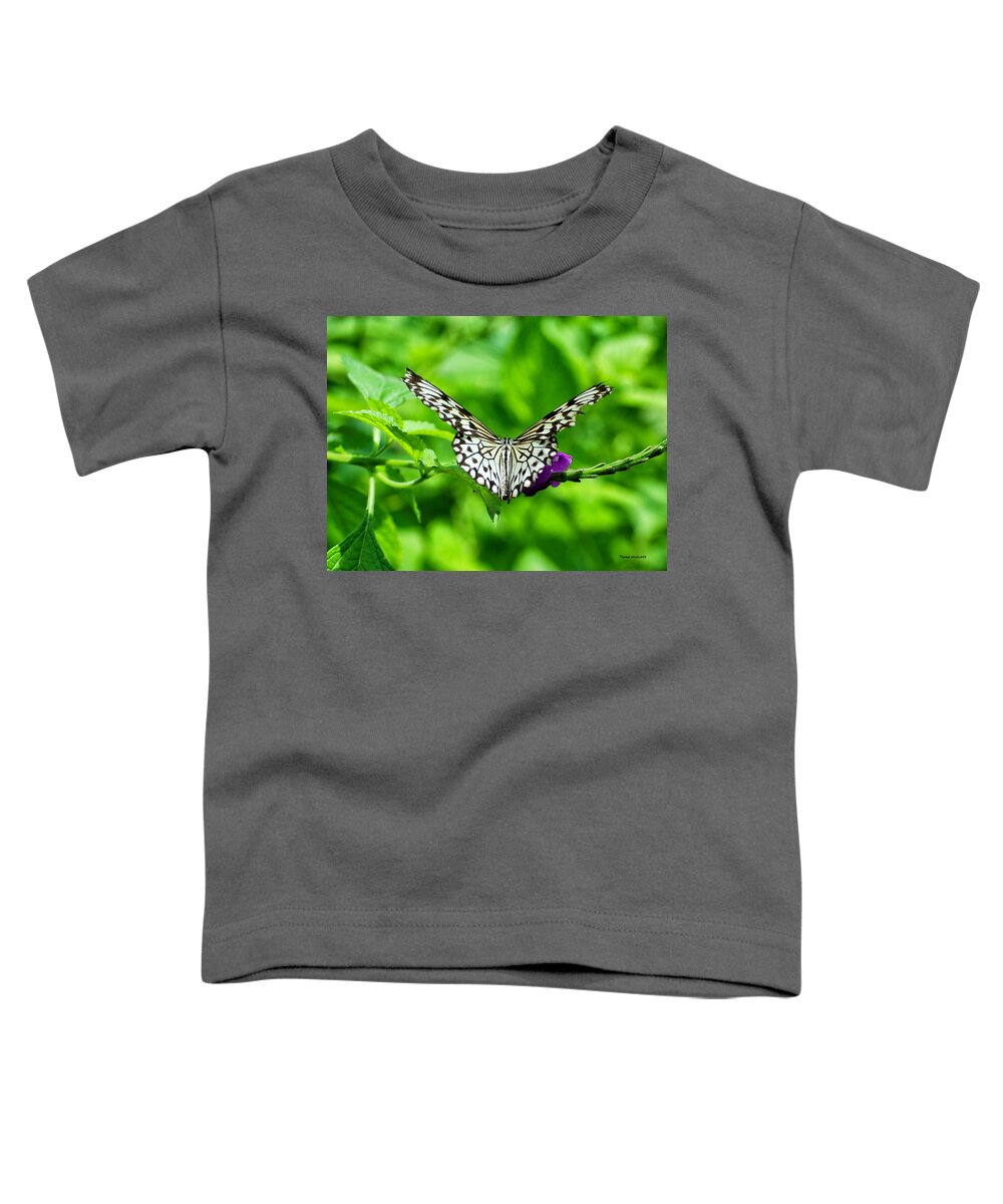 Butterfly Toddler T-Shirt featuring the photograph White Butterfly by Thomas Woolworth
