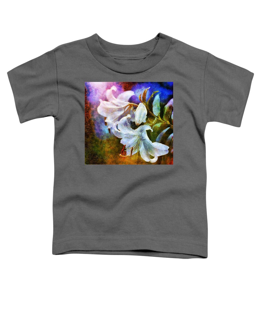 Lily Toddler T-Shirt featuring the painting White Lily - colorful edition by Lilia S