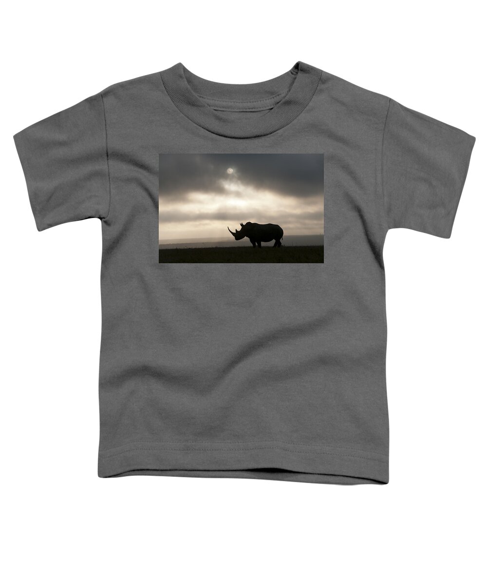 Feb0514 Toddler T-Shirt featuring the photograph White Rhinoceros At Sunset Kenya by Tui De Roy