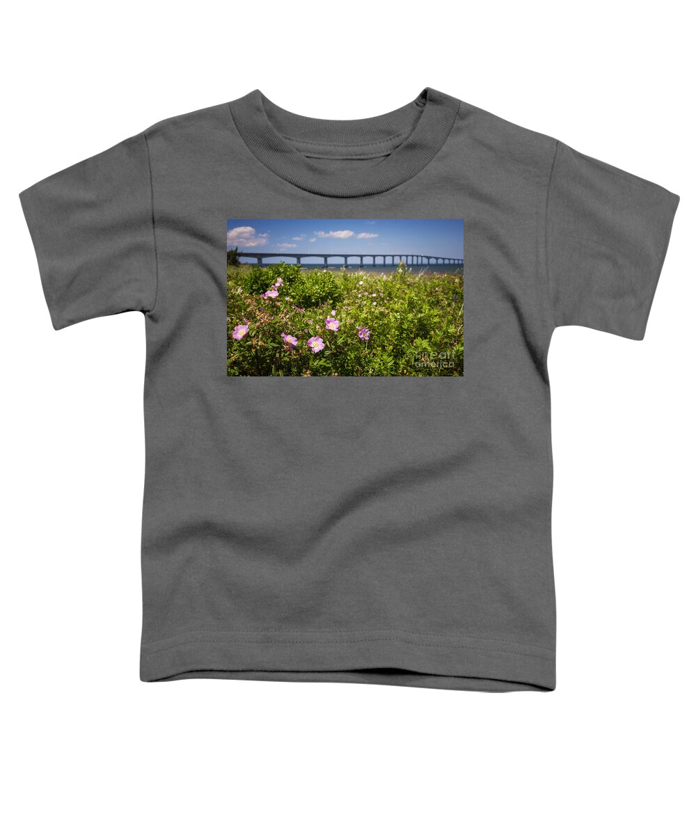 Wild Toddler T-Shirt featuring the photograph Wild roses at Confederation Bridge by Elena Elisseeva