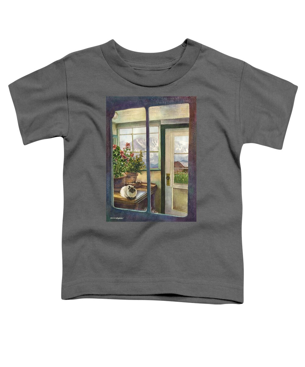 Window Painting Toddler T-Shirt featuring the painting Windows to the World by Anne Gifford