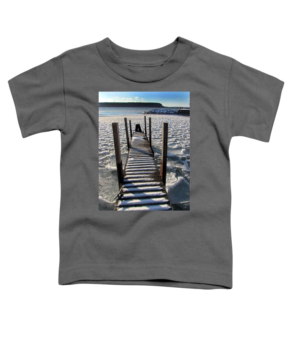 Winter Toddler T-Shirt featuring the photograph Winter Dock by David T Wilkinson