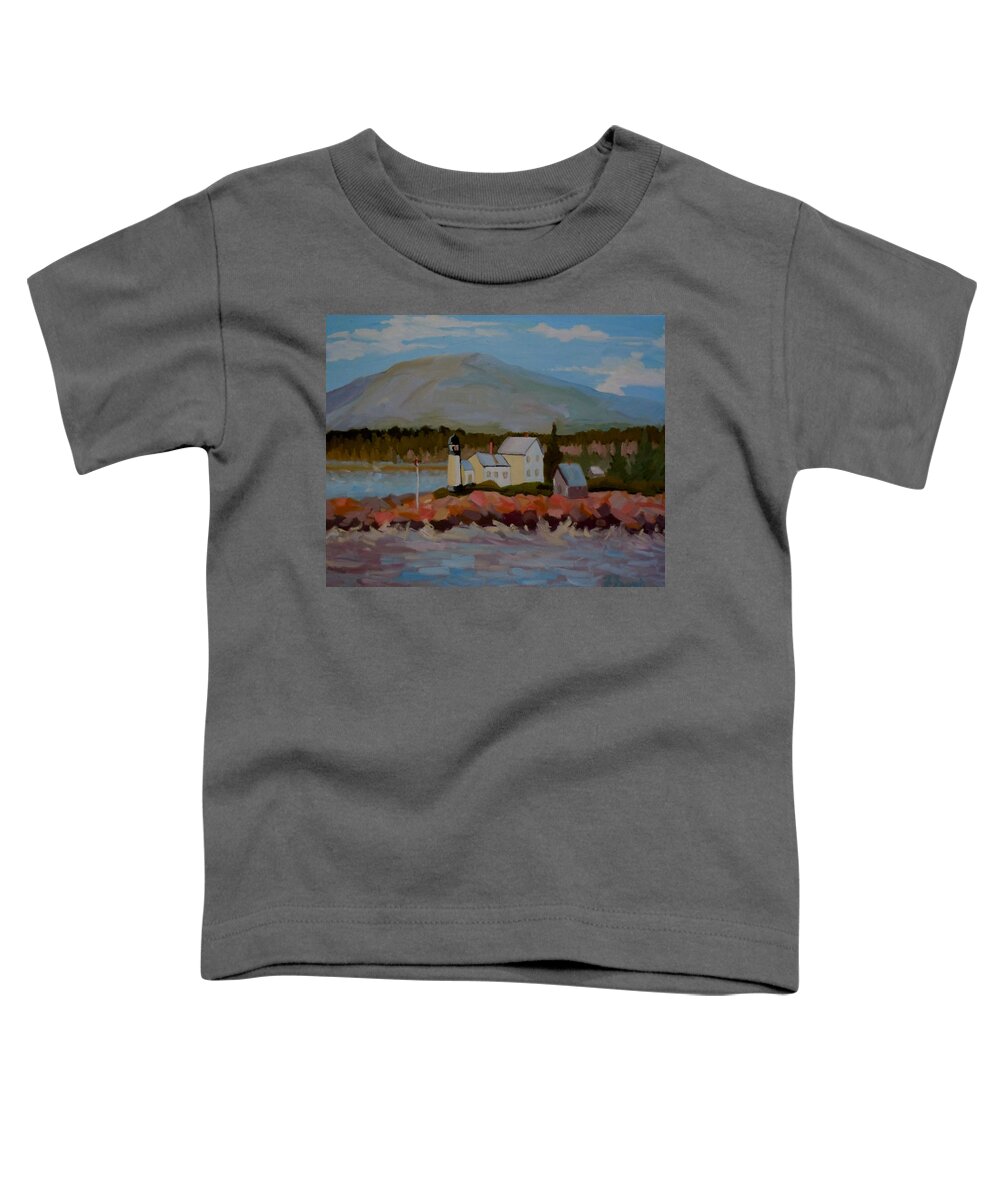 Maine Toddler T-Shirt featuring the painting Winter Harbor Light by Francine Frank
