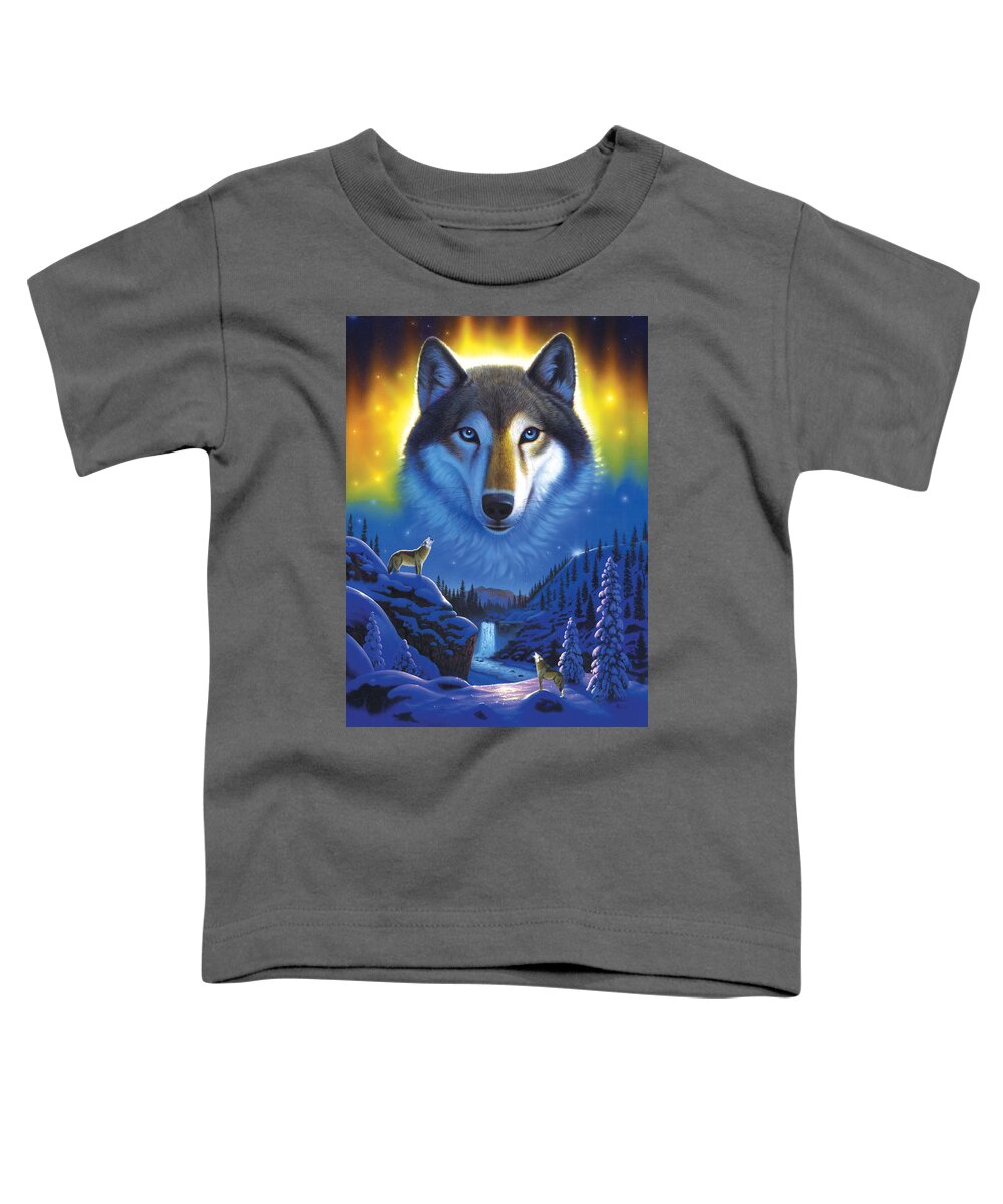Wolf Toddler T-Shirt featuring the photograph Wolf Snow Mountain by MGL Meiklejohn Graphics Licensing