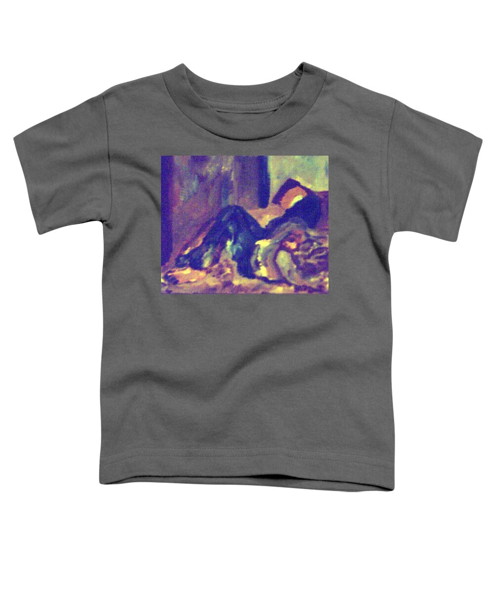 Woman Toddler T-Shirt featuring the painting Woman Sleeping in a Chair by Shea Holliman