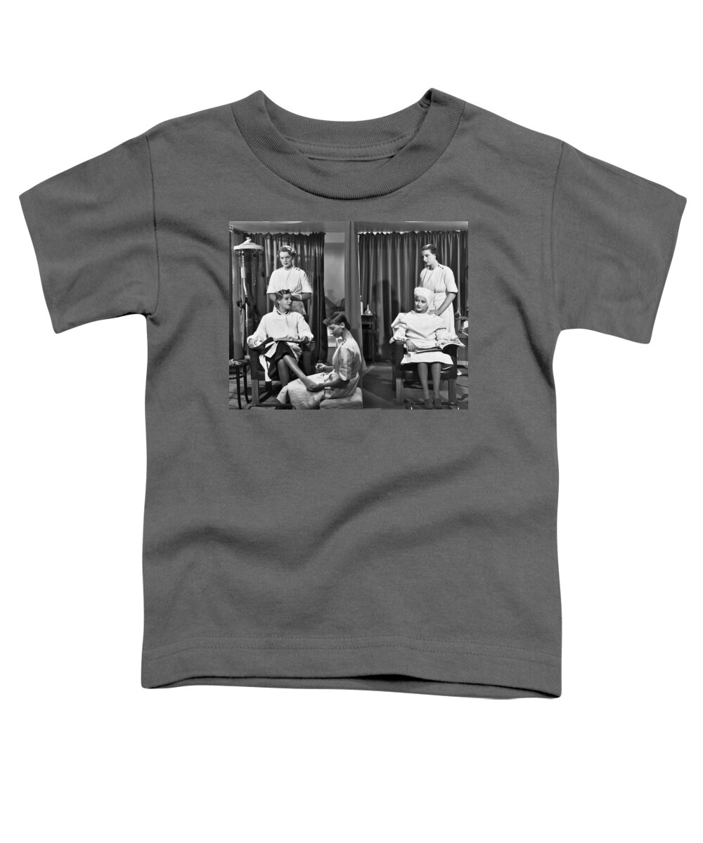 1930s Toddler T-Shirt featuring the photograph Women In A Beauty Salon by Underwood Archives
