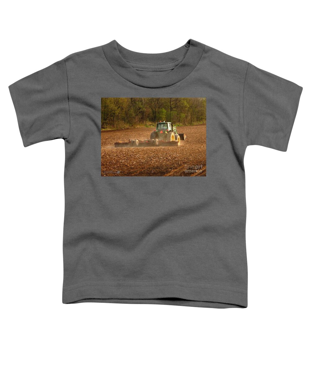 Farm Toddler T-Shirt featuring the painting Working the Land in May by J McCombie