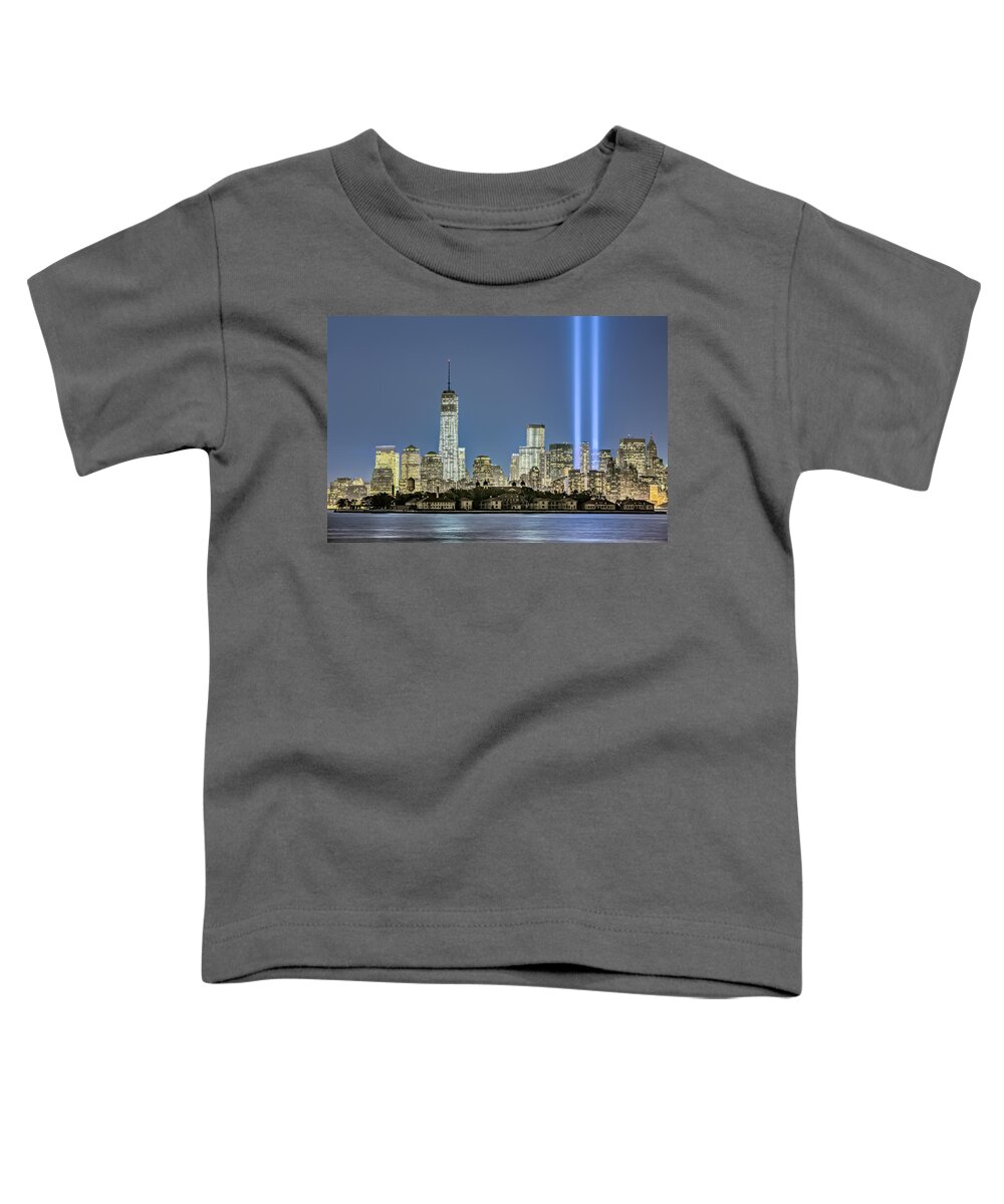 911 Toddler T-Shirt featuring the photograph WTC Tribute In Lights by Susan Candelario