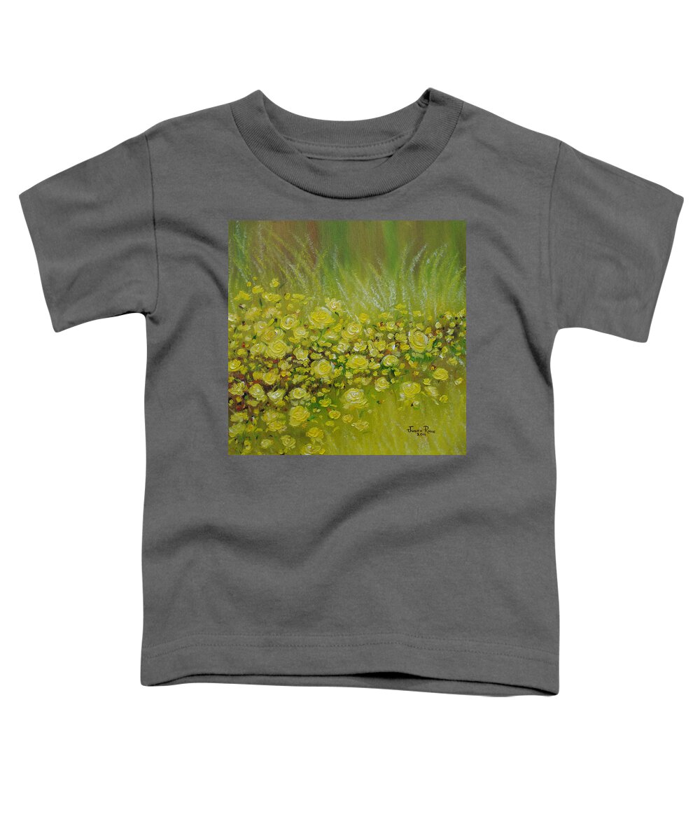 Roses Toddler T-Shirt featuring the painting Yellow Roses for Debbie by Judith Rhue