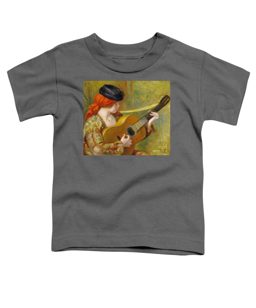 Music Toddler T-Shirt featuring the painting Young Spanish Woman with a Guitar by Pierre Auguste Renoir