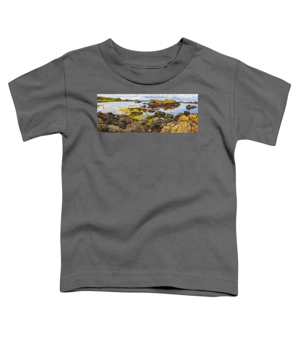 Black Toddler T-Shirt featuring the photograph Ballintoy Bay Basalt Rock #1 by Semmick Photo