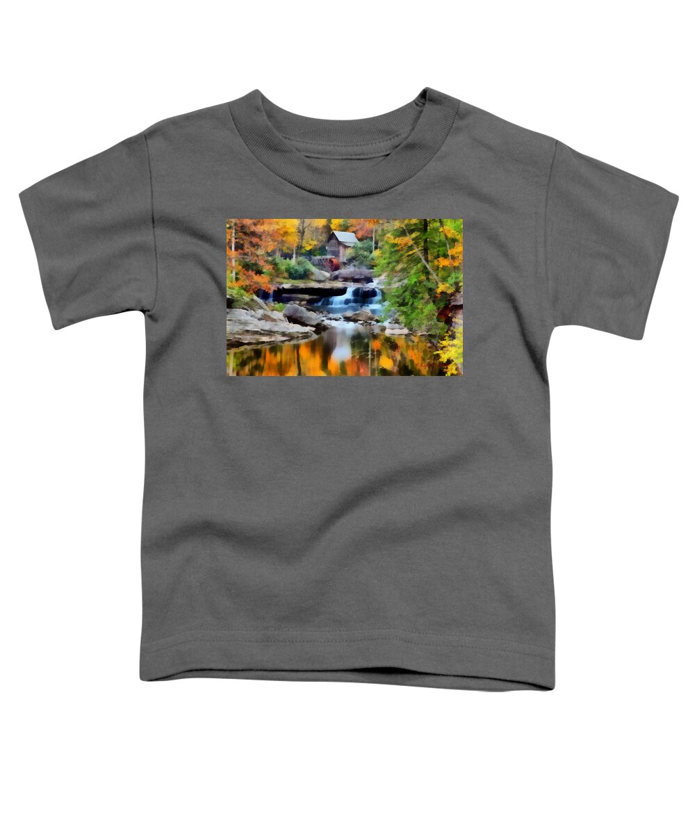 Mill Toddler T-Shirt featuring the painting Grist Mill in Autumn #1 by Lynne Jenkins