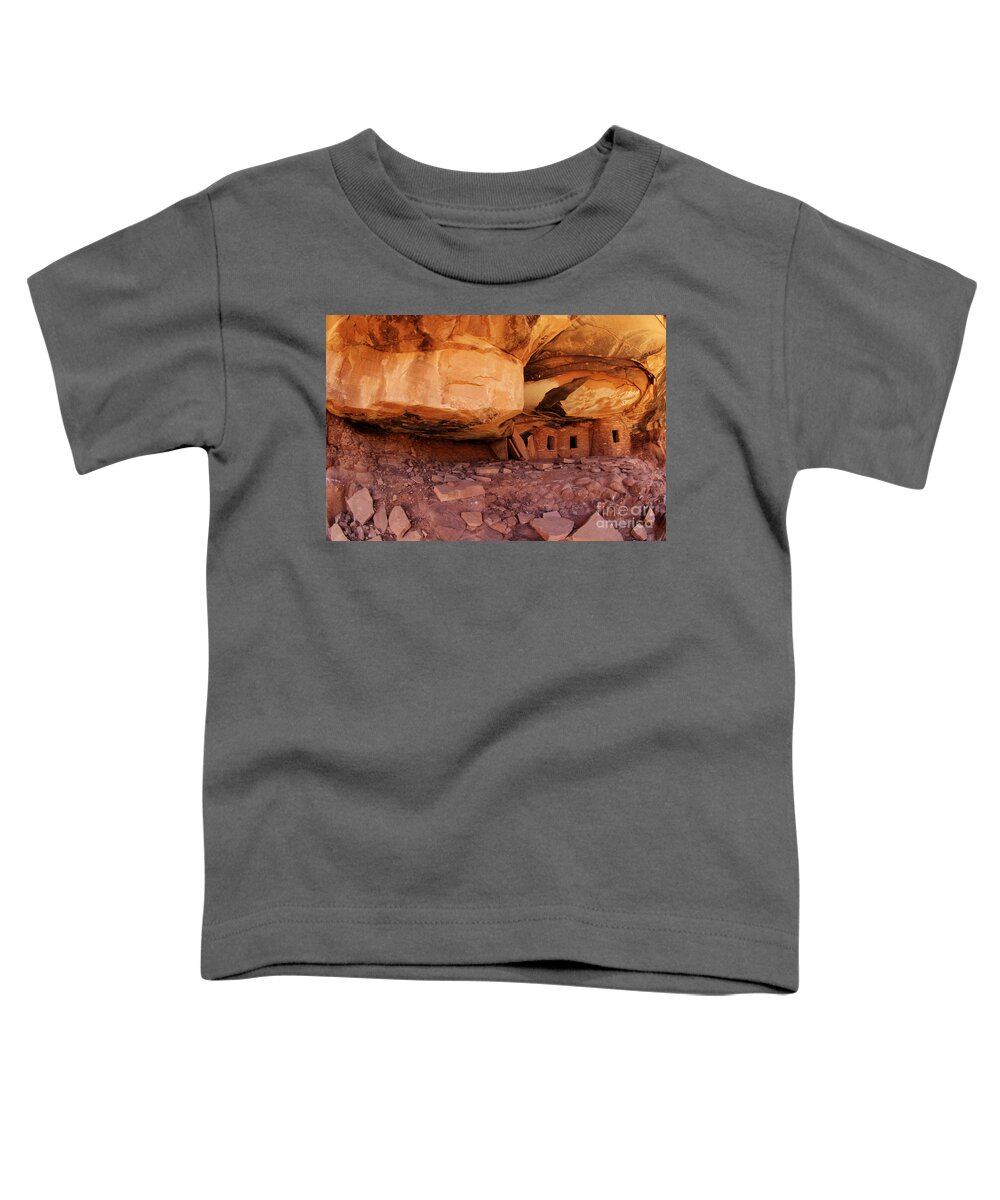 Cliff Dwellings Toddler T-Shirt featuring the photograph Roof Falling In Ruin Utah #1 by Bob Christopher
