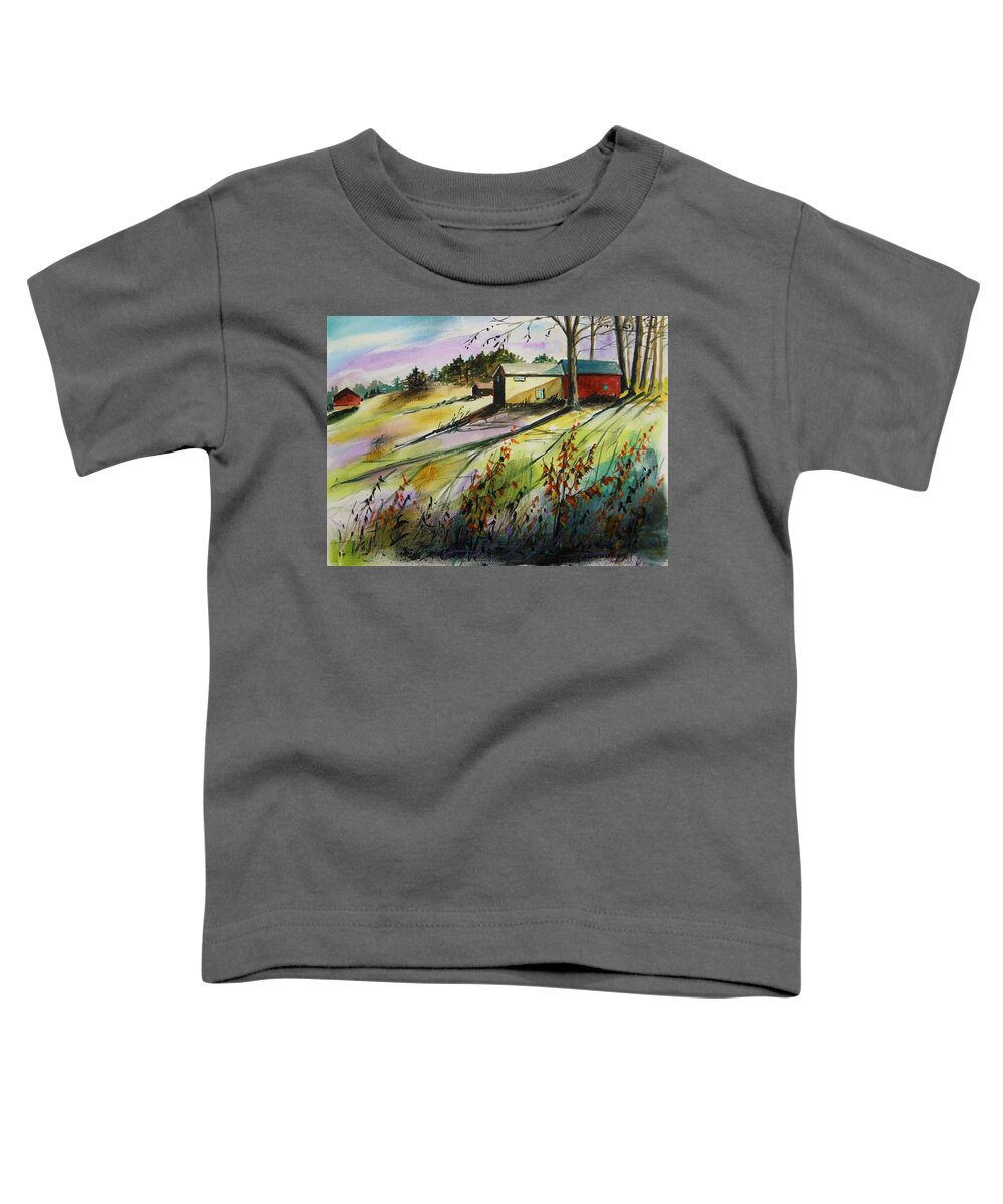 Watercolor Toddler T-Shirt featuring the painting A Moment at Sundown by John Williams