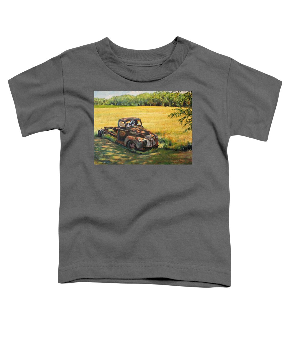 Truck Toddler T-Shirt featuring the painting A spot in the shade by Daniel W Green