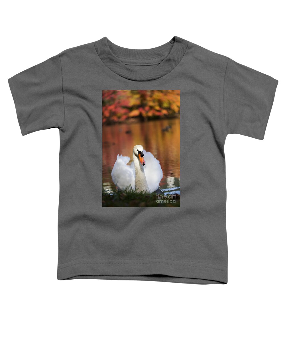 Autumn Toddler T-Shirt featuring the photograph Autumn Swan by Leslie Leda