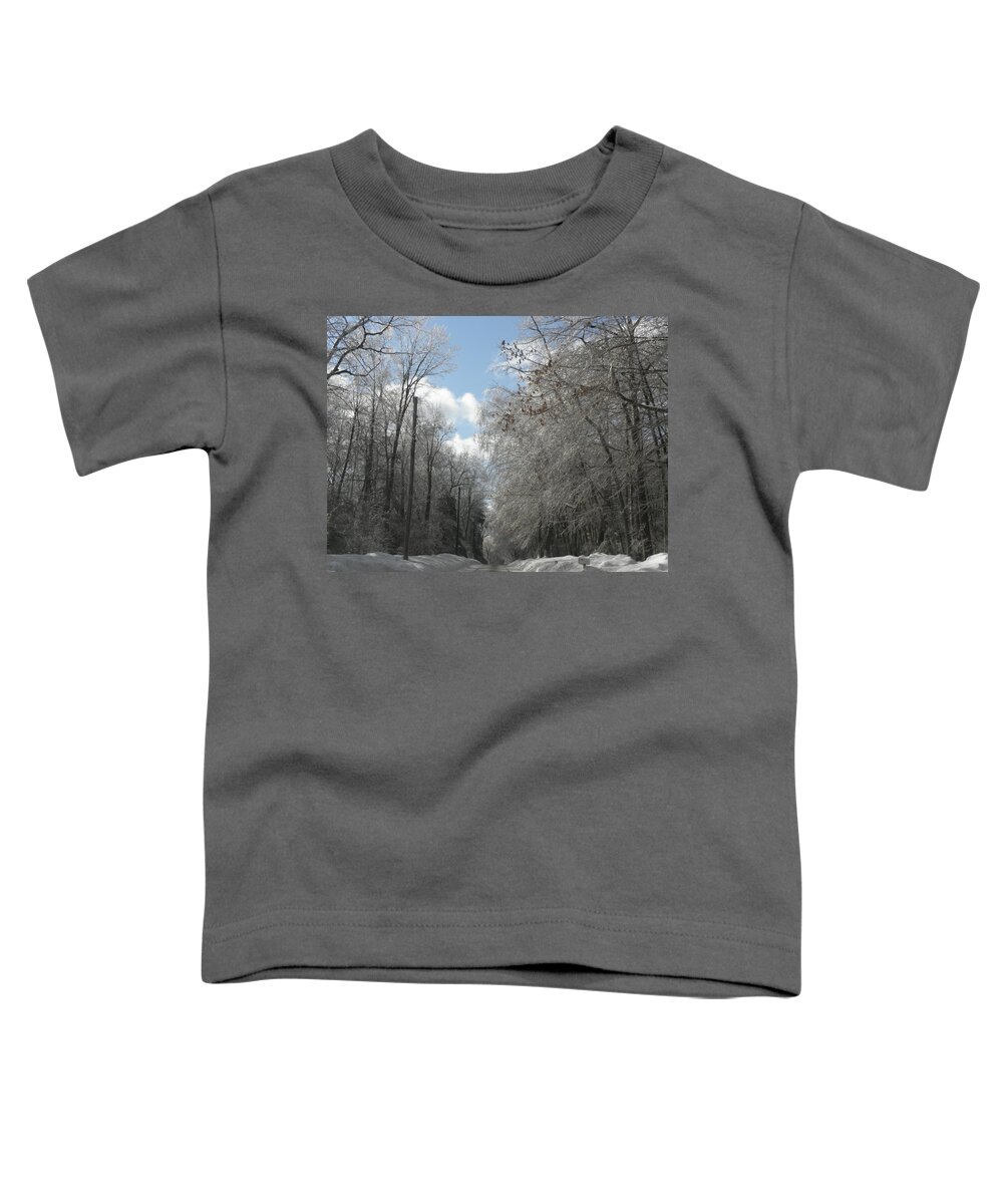 Ice Toddler T-Shirt featuring the photograph Back Roads of Connecticut after an ice and snow storm by Kim Galluzzo