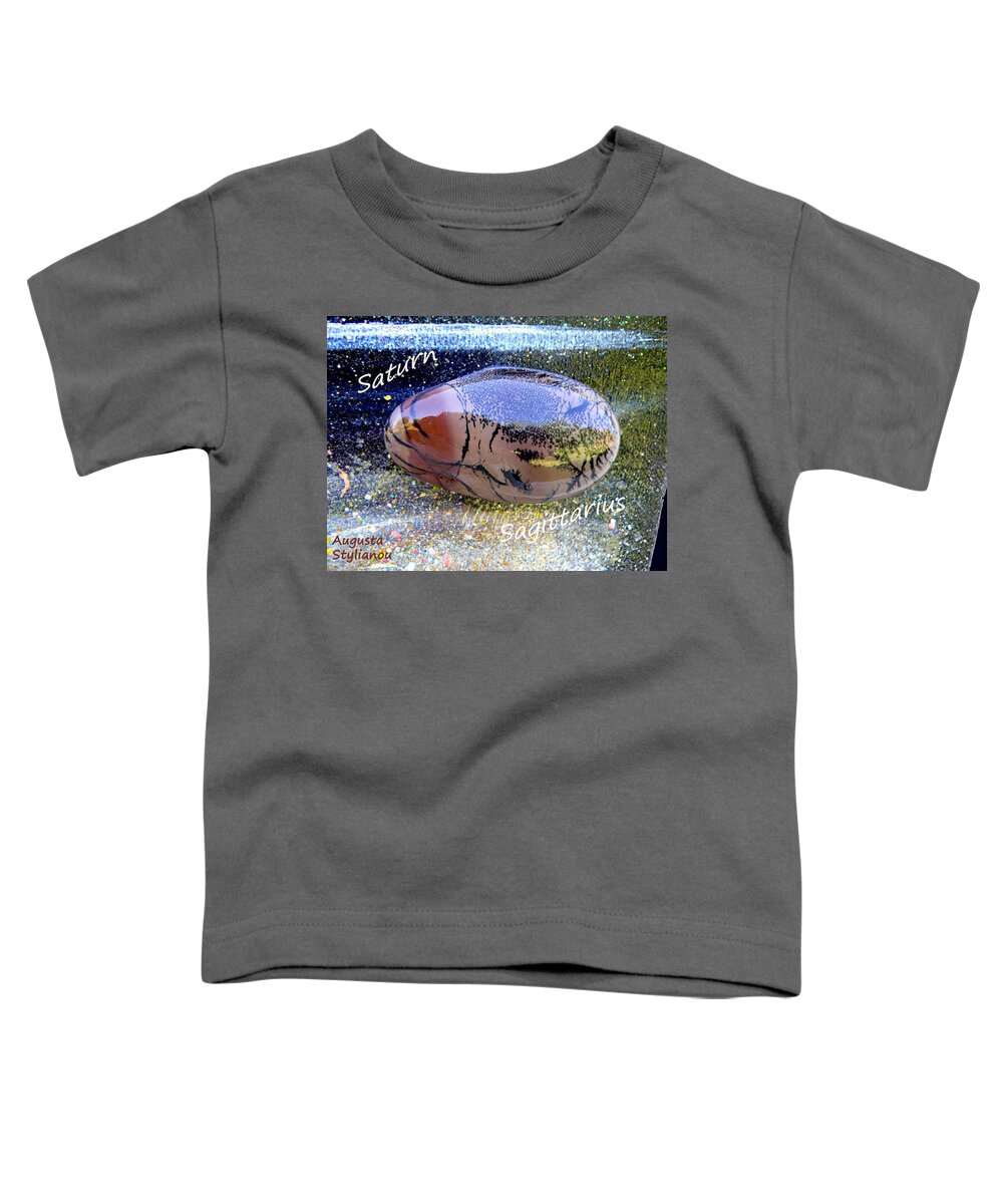 Augusta Stylianou Toddler T-Shirt featuring the painting Barack Obama Saturn by Augusta Stylianou