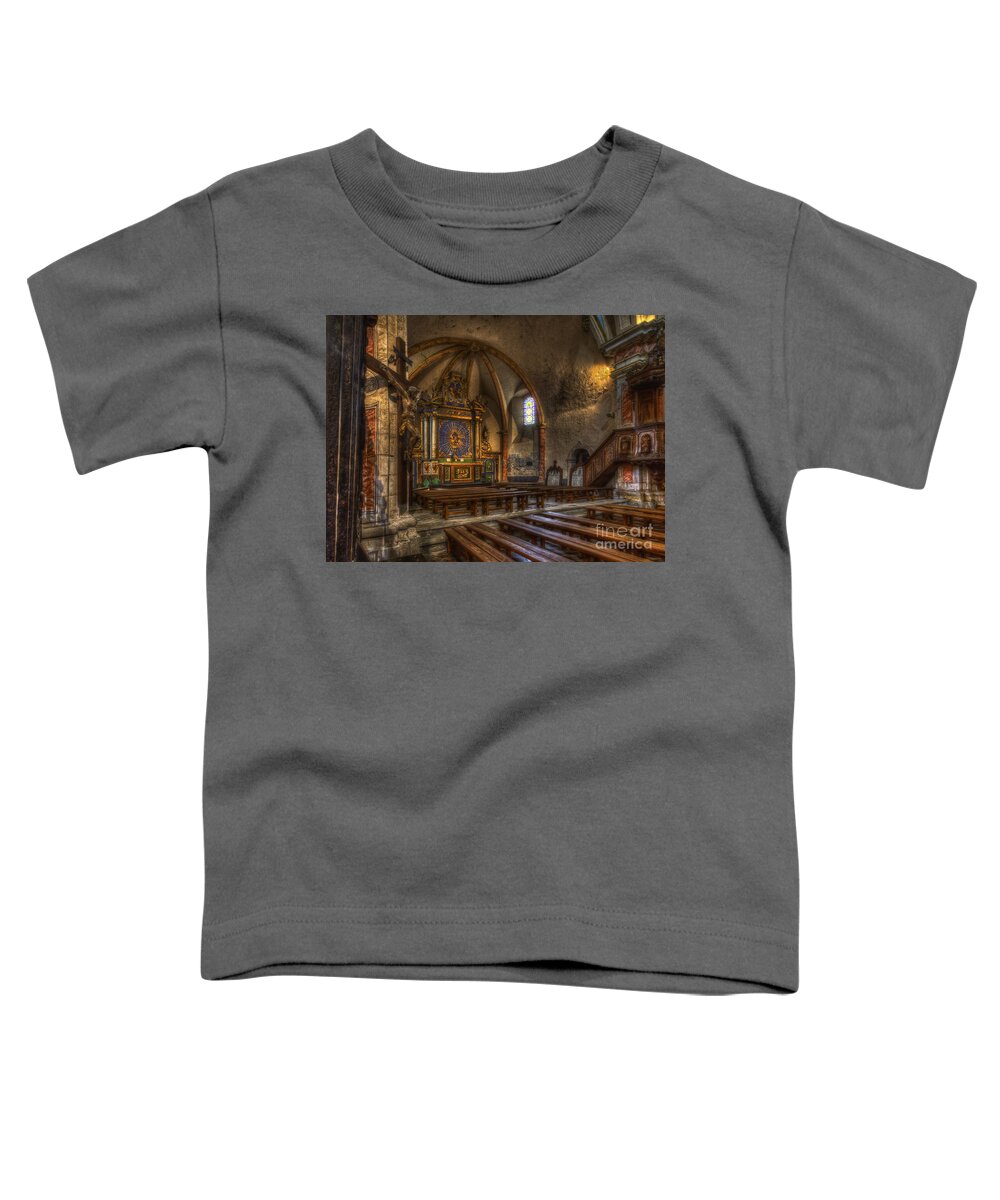 Clare Bambers Toddler T-Shirt featuring the photograph Baroque Church in Savoire France 2 by Clare Bambers