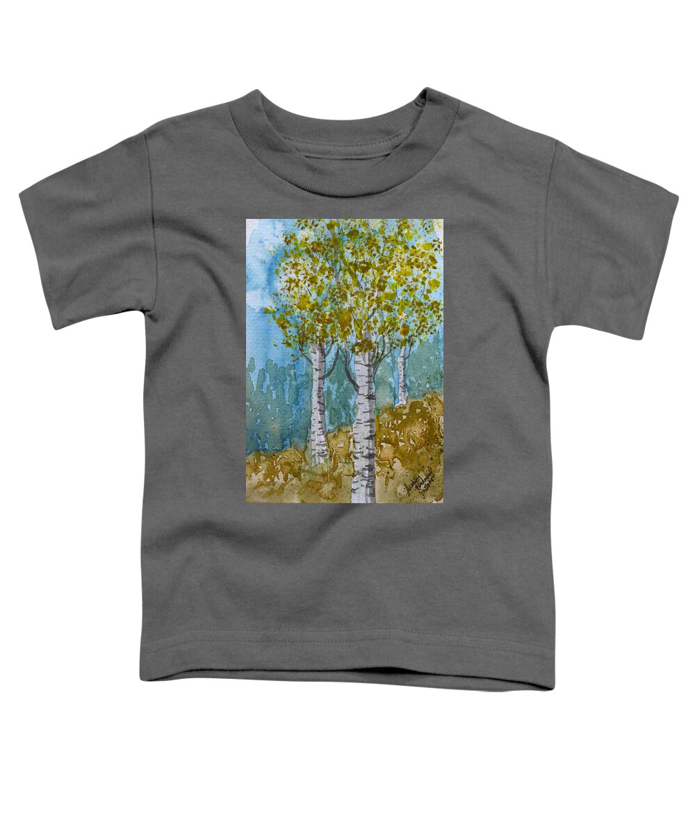 Nature Toddler T-Shirt featuring the painting Birch trees by Debbie Portwood