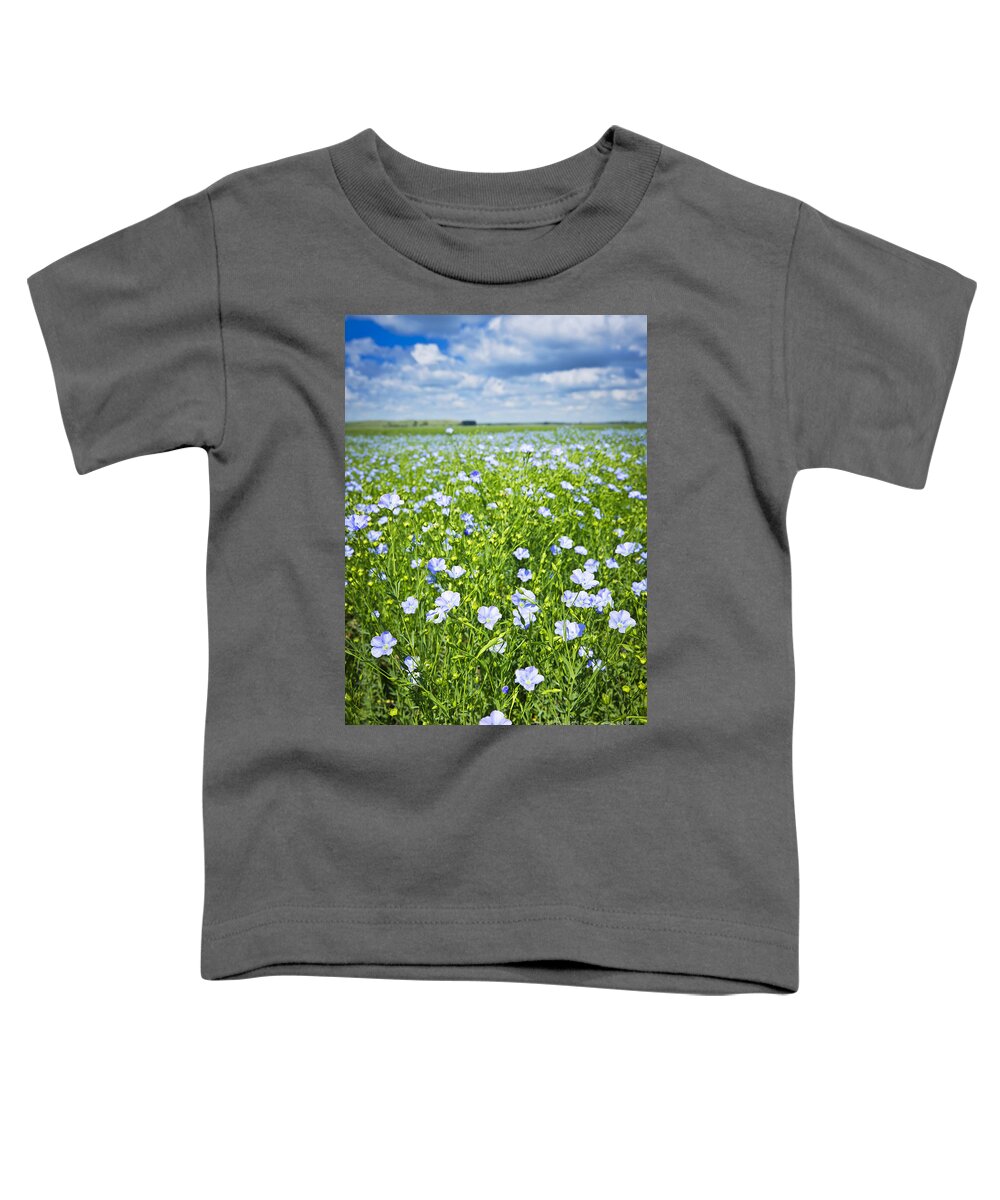 Flax Toddler T-Shirt featuring the photograph Blooming flax field 2 by Elena Elisseeva