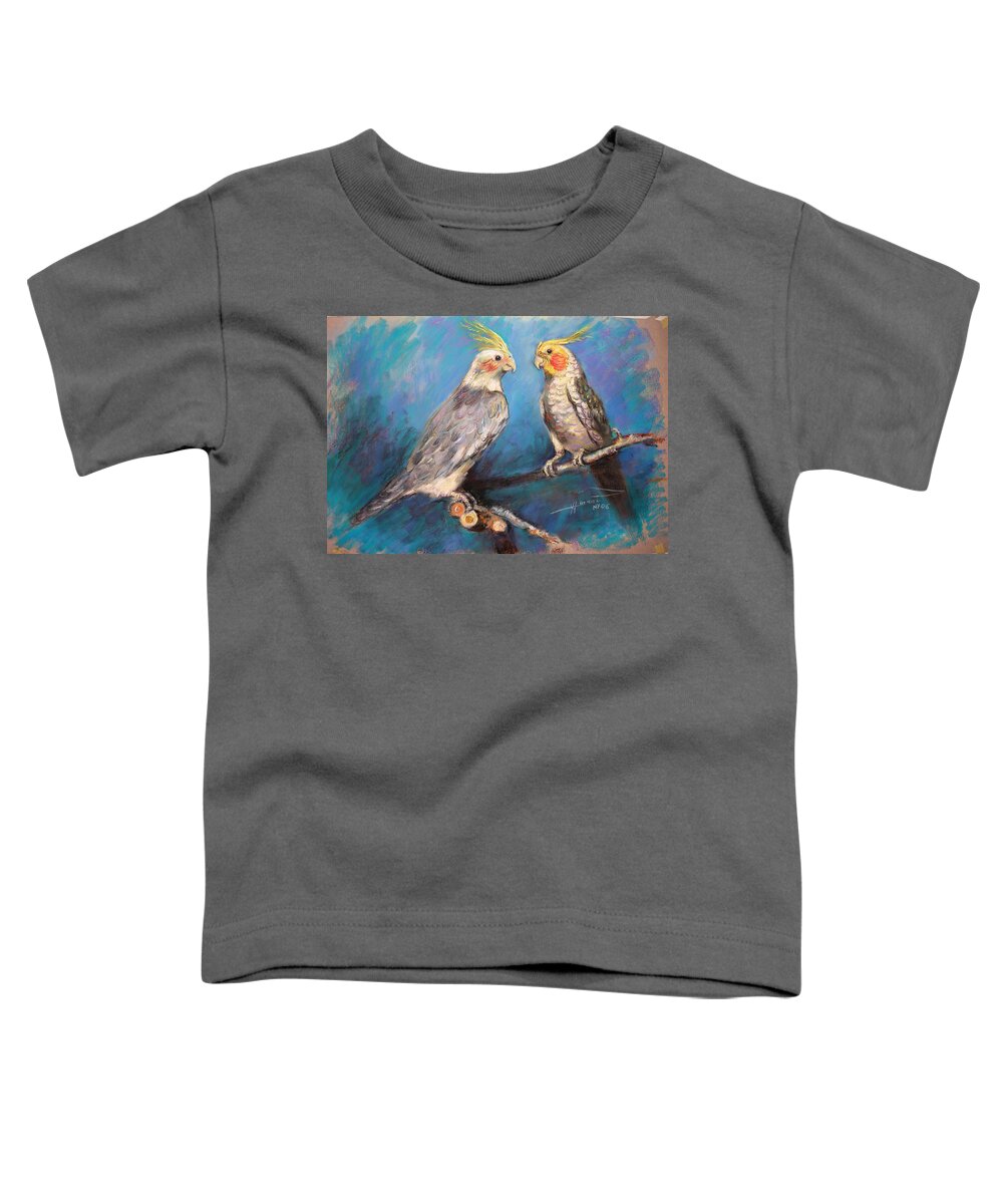 Coctaiel Toddler T-Shirt featuring the pastel Coctaiel Parrots by Ylli Haruni