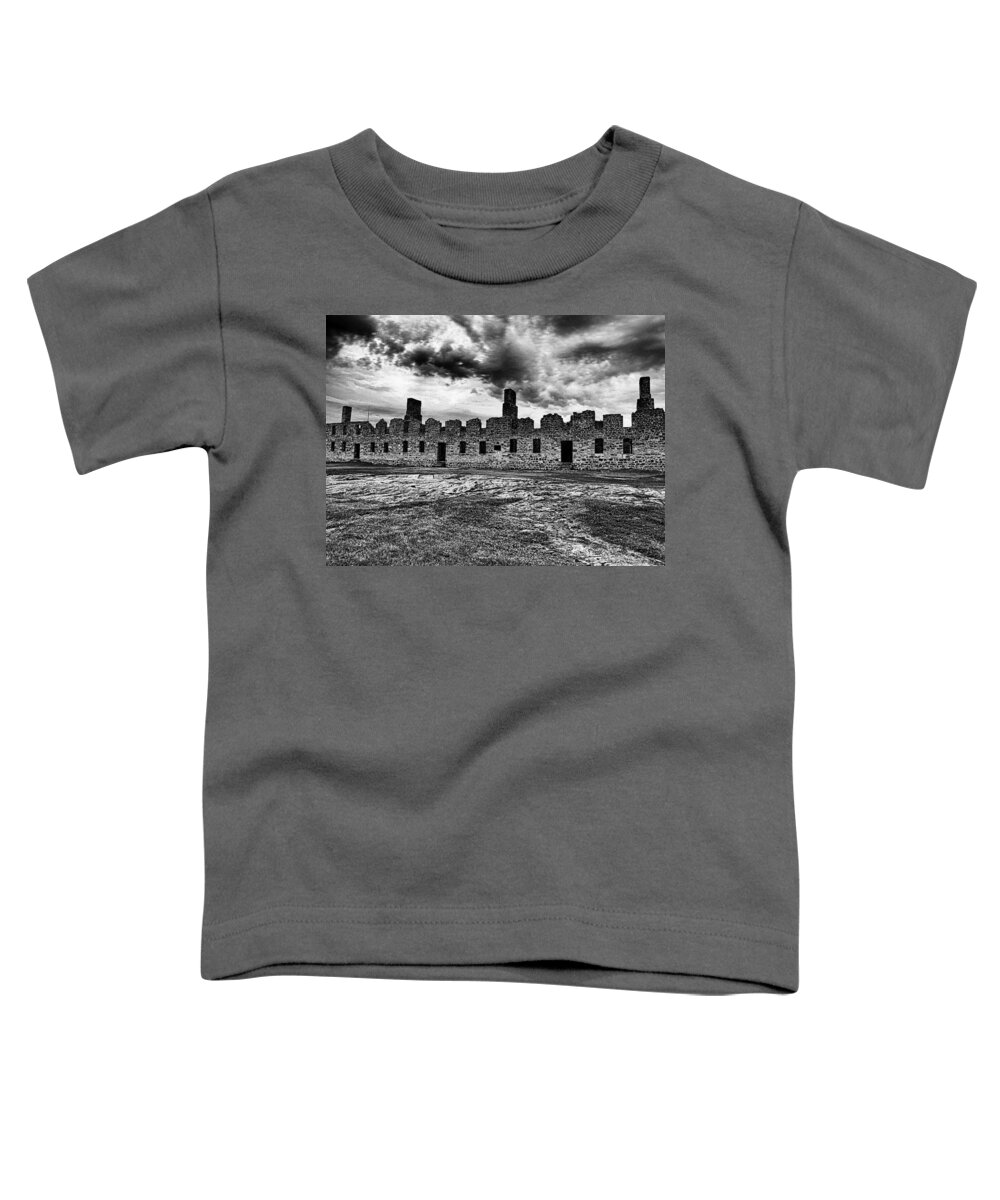 Crown Point Toddler T-Shirt featuring the photograph Crown Point Barracks Black and White by Joshua House