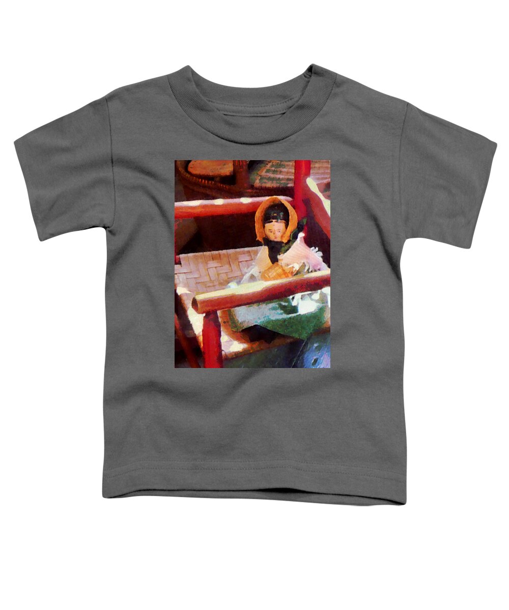 Doll Toddler T-Shirt featuring the photograph Doll on Red Chair by Susan Savad