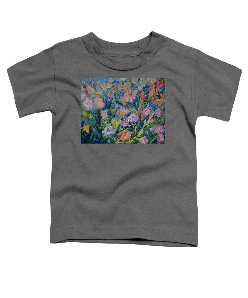 Flowers Toddler T-Shirt featuring the painting Field of Flowers by Jo Smoley