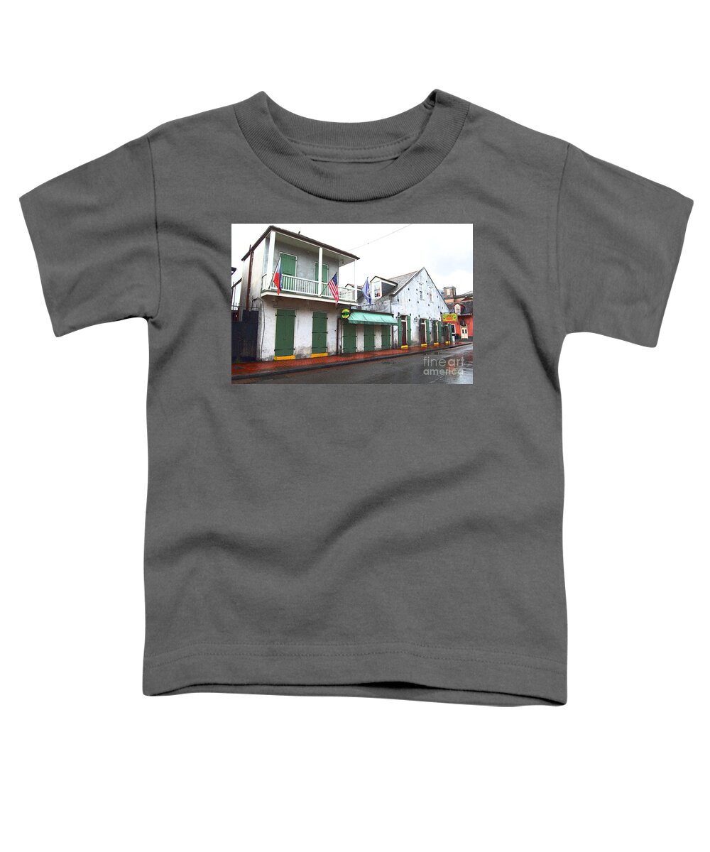 Travelpixpro New Orleans Toddler T-Shirt featuring the photograph French Quarter Tavern Architecture New Orleans Film Grain Digital Art by Shawn O'Brien