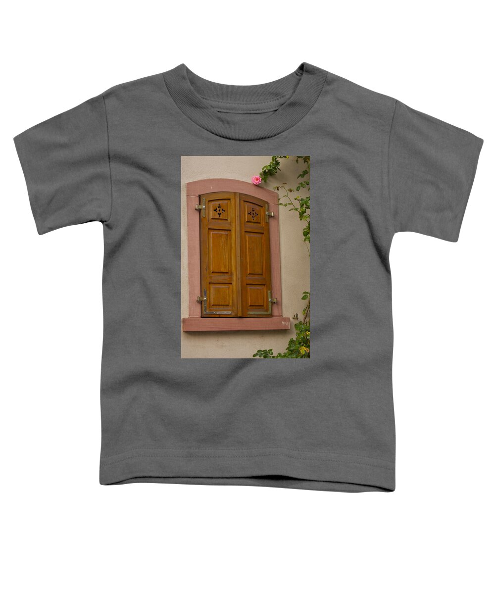 Wooden Shutters Toddler T-Shirt featuring the photograph In the Pink by Debbie Karnes
