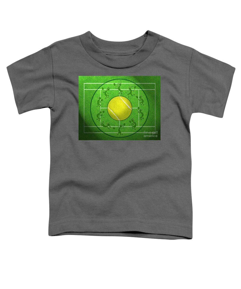 Tennis Toddler T-Shirt featuring the digital art Kokopelli Tennis Grass by Chris Rhynas