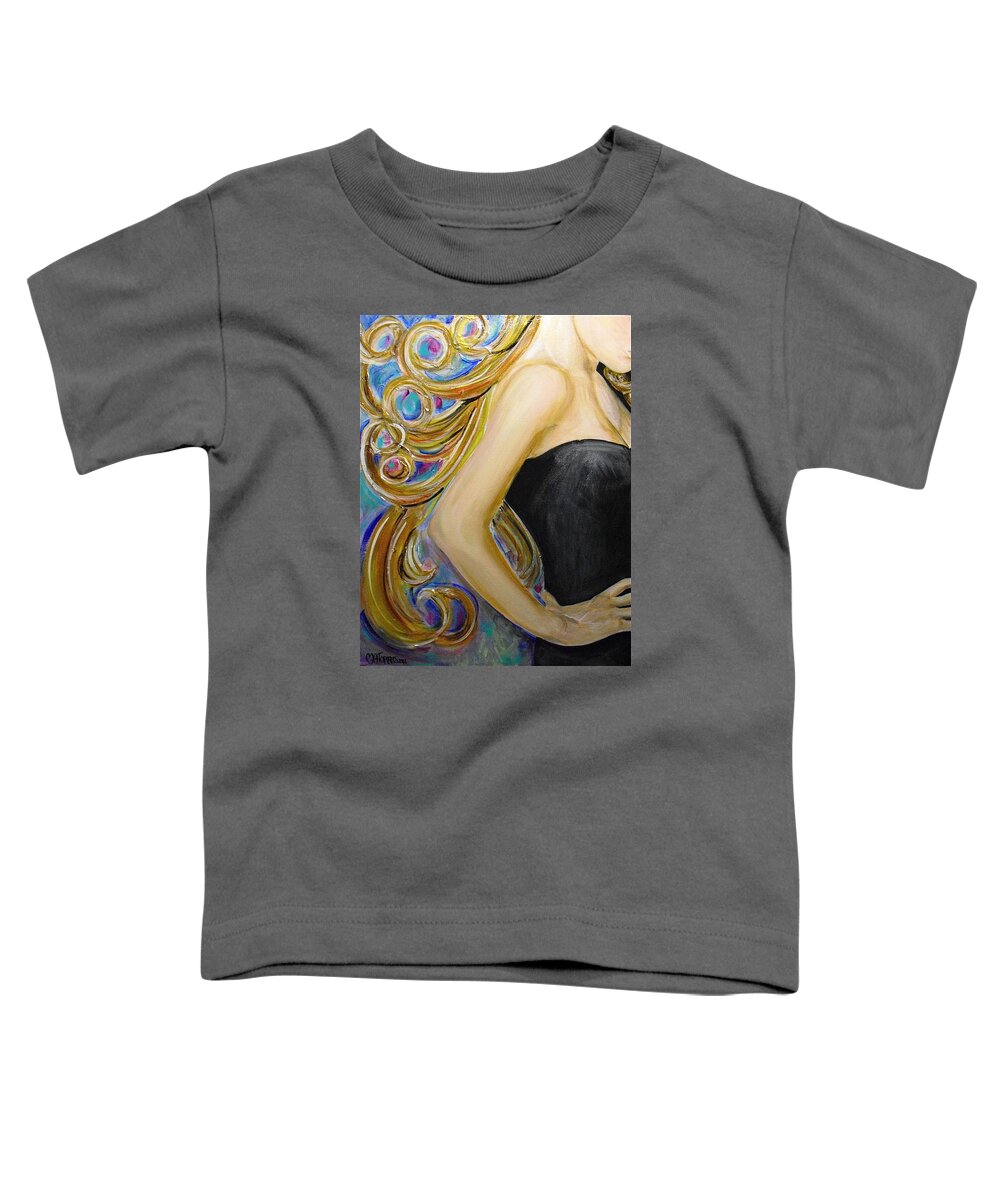 Figures Toddler T-Shirt featuring the painting Little Black Dress by Melissa Torres