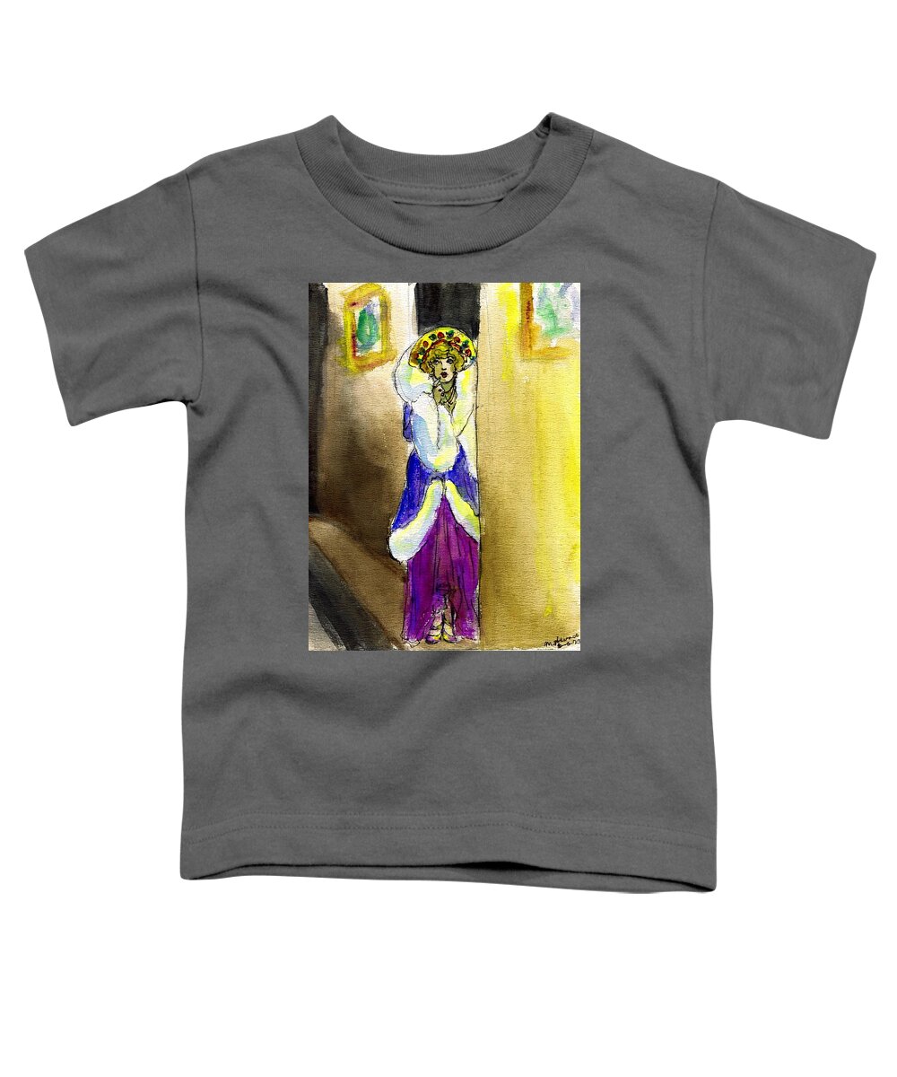 Nostalgia Toddler T-Shirt featuring the drawing Marion Davies in Fur by Mel Thompson