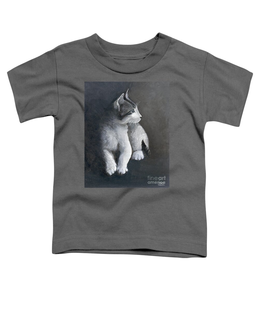 Kitten Toddler T-Shirt featuring the painting Milo by Jackie Irwin