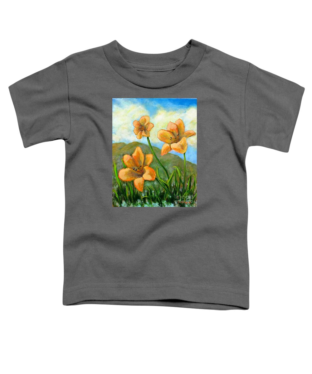 Lily Toddler T-Shirt featuring the painting Morning Glow by Laurie Morgan