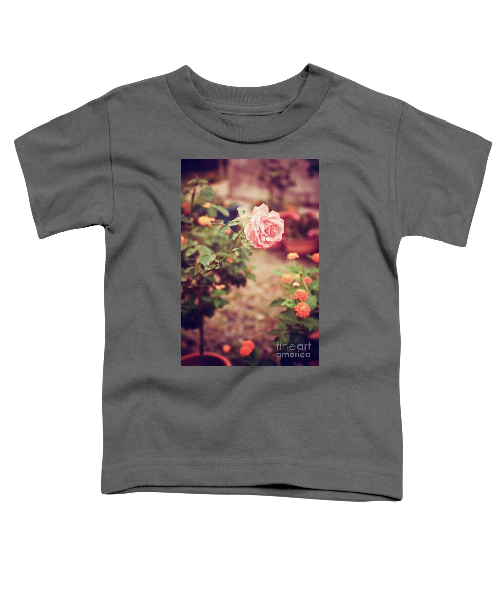 Flora Toddler T-Shirt featuring the photograph Nostalgic pink rose by Silvia Ganora
