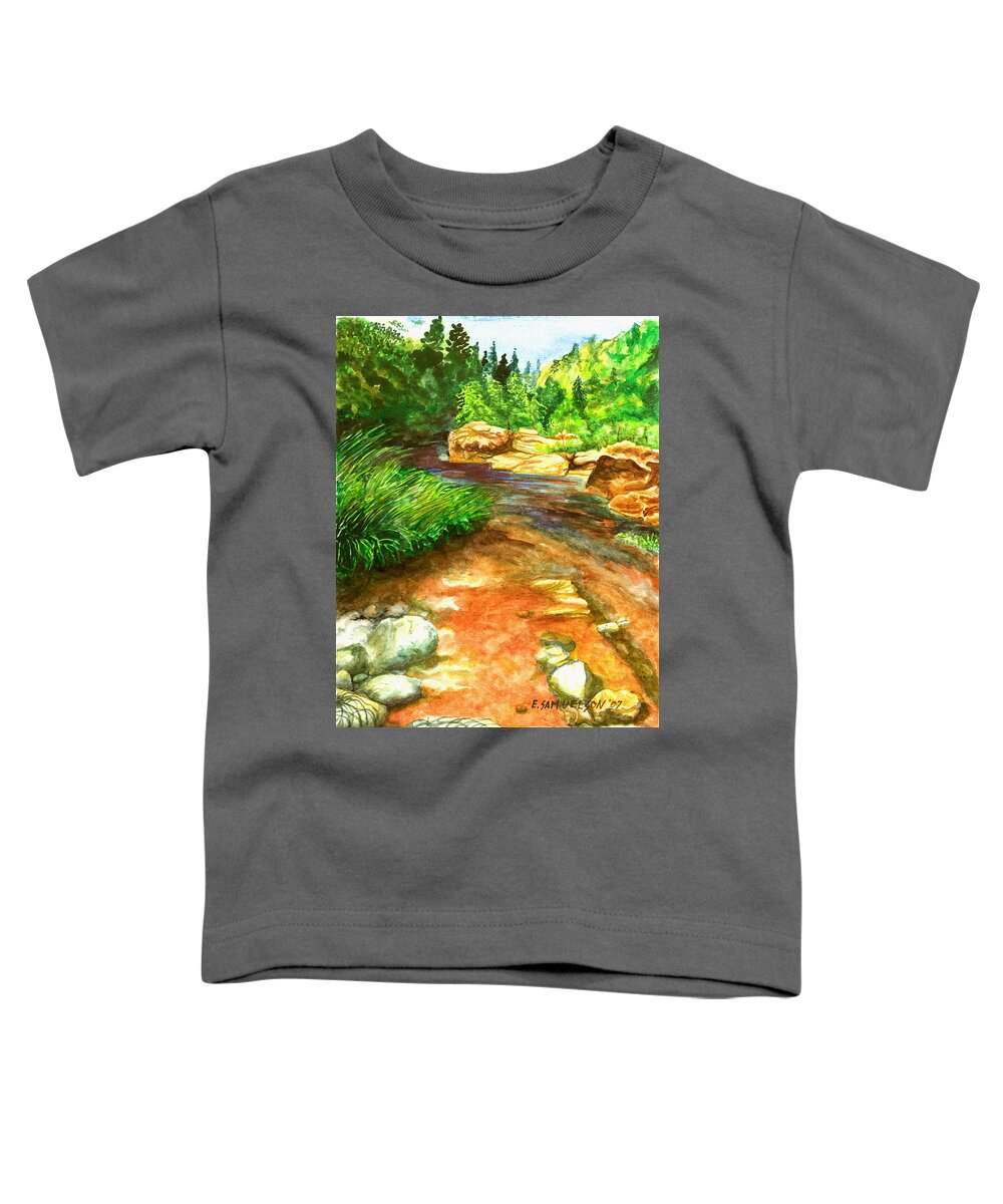 Arizona Toddler T-Shirt featuring the painting Oak Creek Red by Eric Samuelson