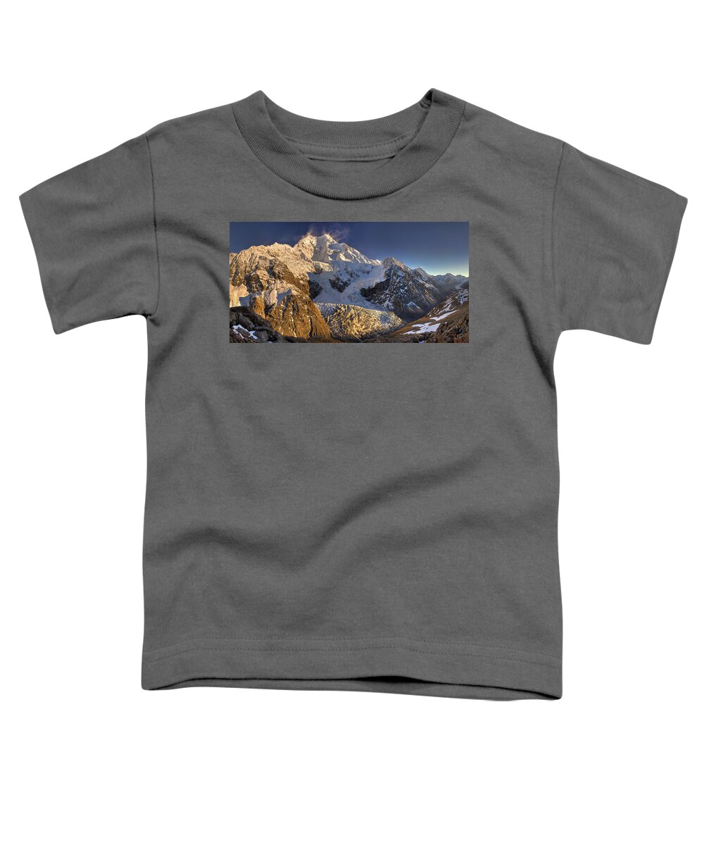 00462440 Toddler T-Shirt featuring the photograph Snow Blowing From Summit Ridge Of Mount by Colin Monteath