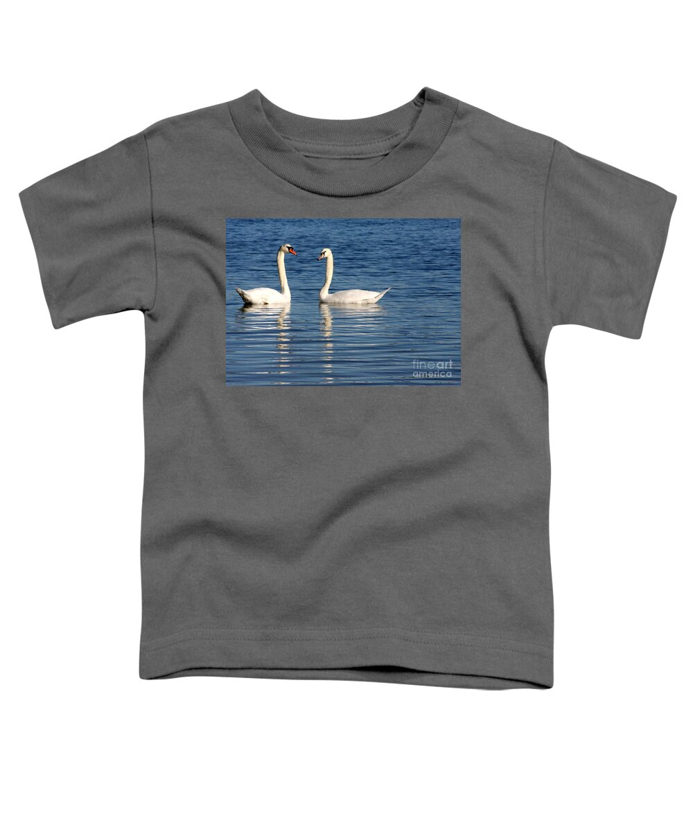 Swans Toddler T-Shirt featuring the photograph Swan Mates by Sabrina L Ryan