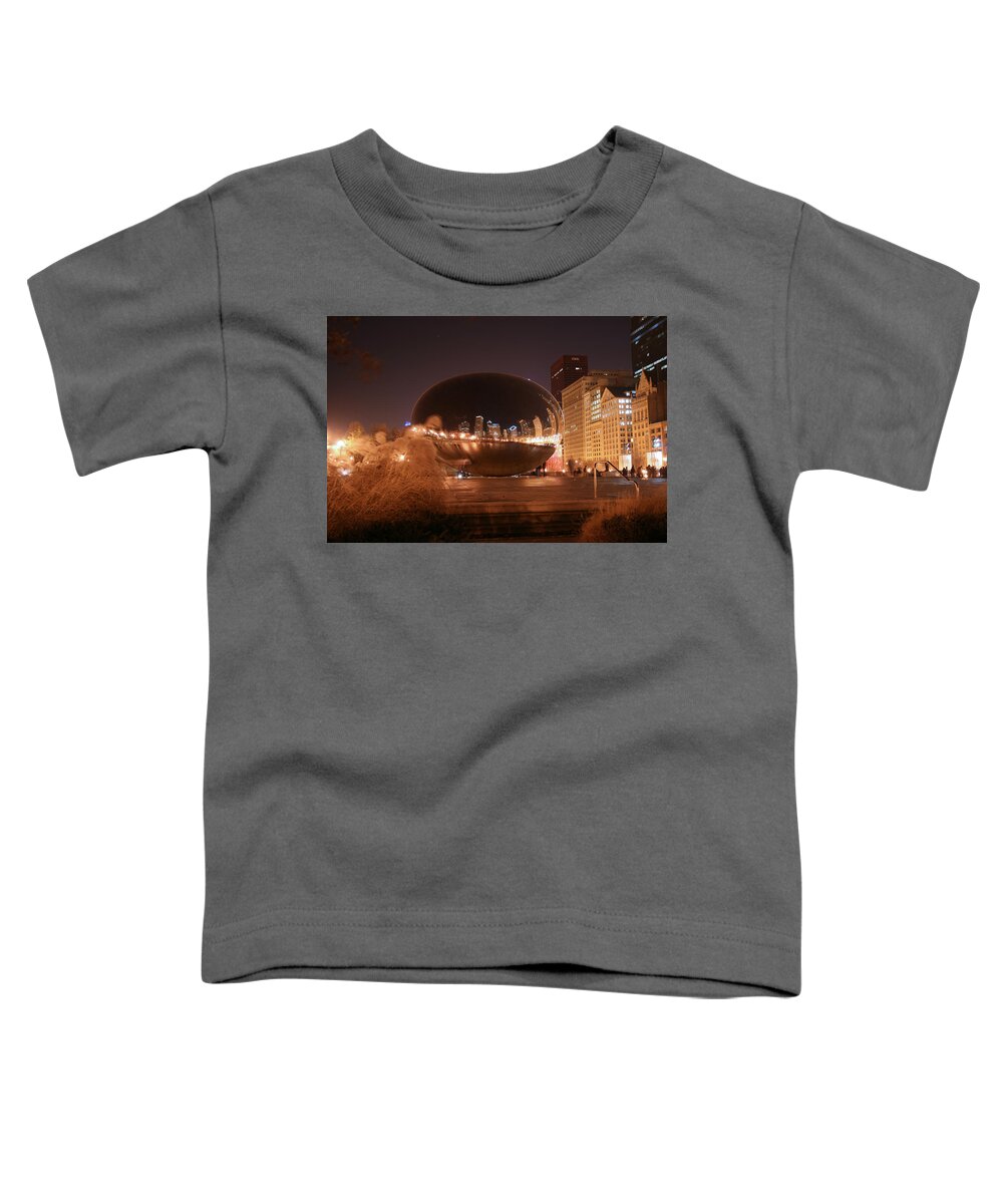 Bean Toddler T-Shirt featuring the photograph The Bean on a Winter Night by Laura Kinker