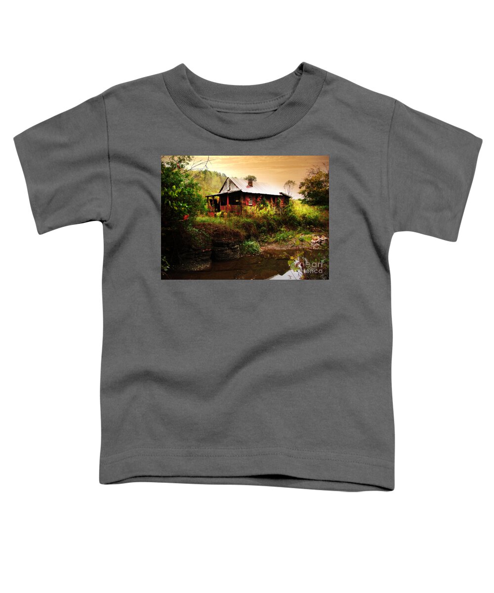 Cottage Toddler T-Shirt featuring the photograph The Cottage by the Creek by Lisa Lambert-Shank