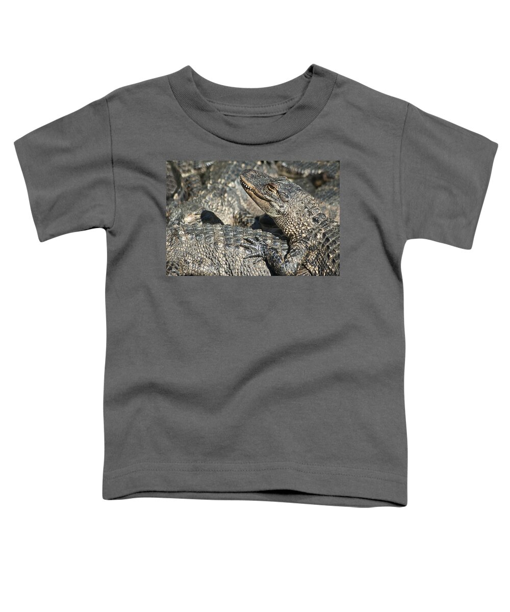 Alligator Toddler T-Shirt featuring the photograph Time For A Manicure by Carolyn Marshall
