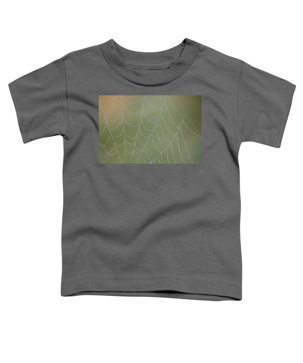 Web Toddler T-Shirt featuring the photograph Web Drops by Cathie Douglas