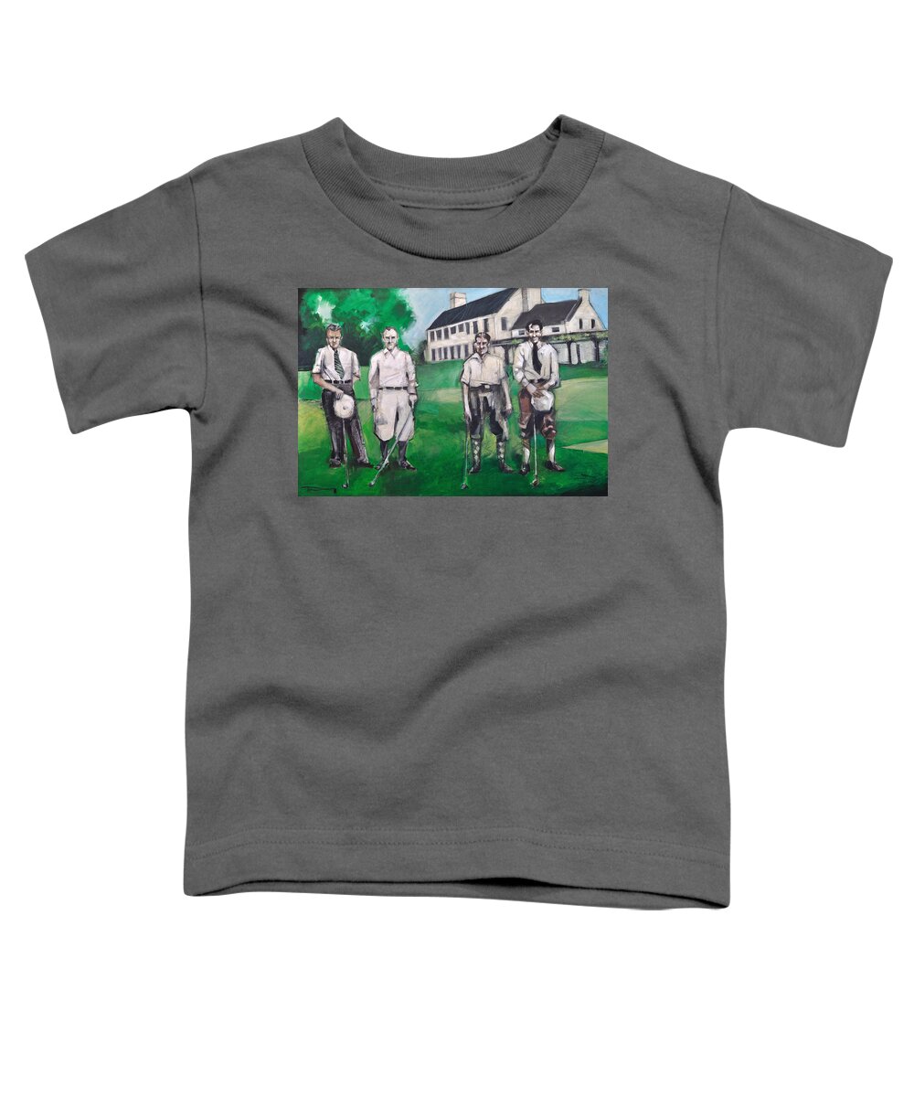 Golf Toddler T-Shirt featuring the painting Whistling Straits Boys by Tim Nyberg