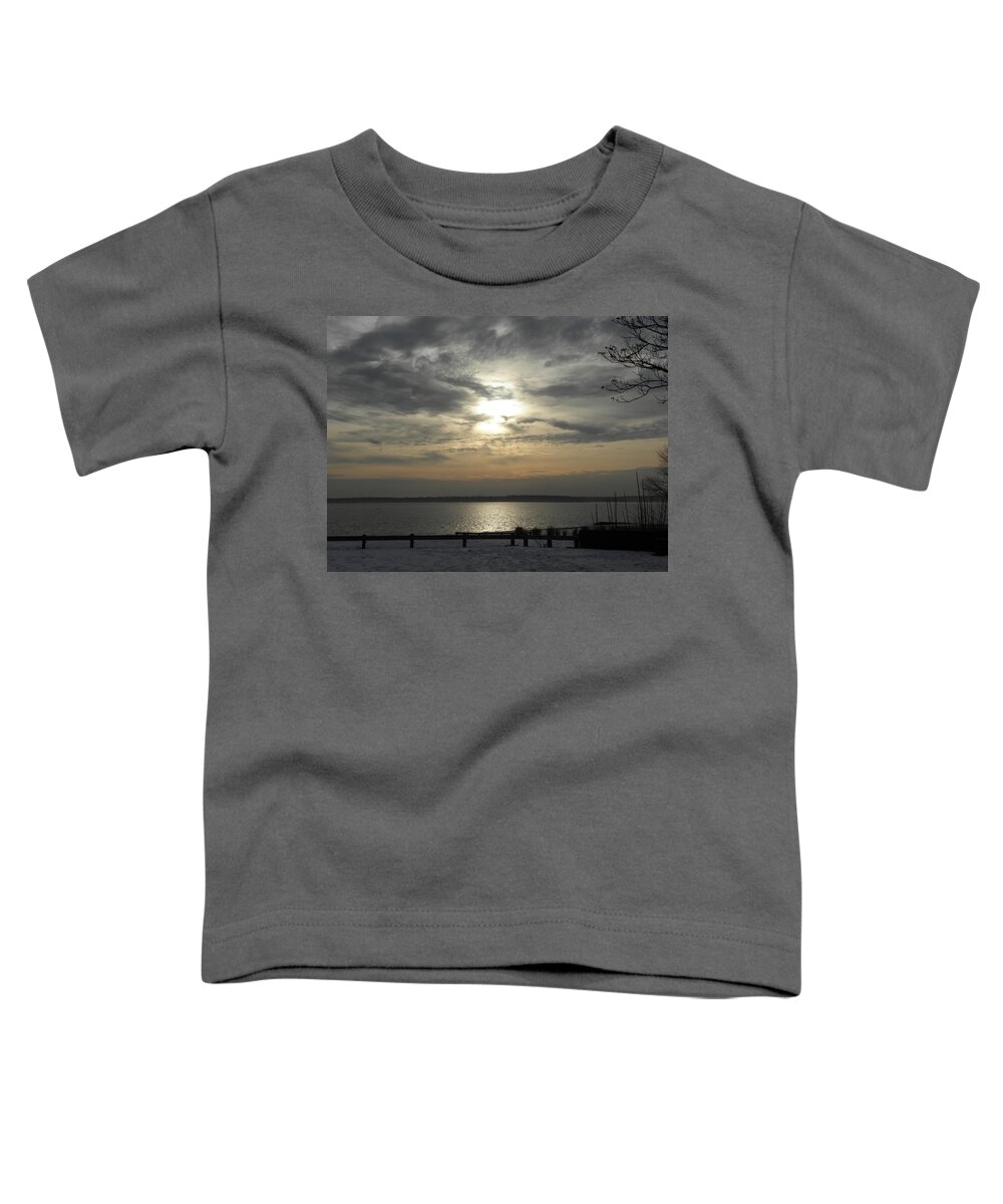 Winter Toddler T-Shirt featuring the photograph winter sunset in Rhode Island by Kim Galluzzo Wozniak