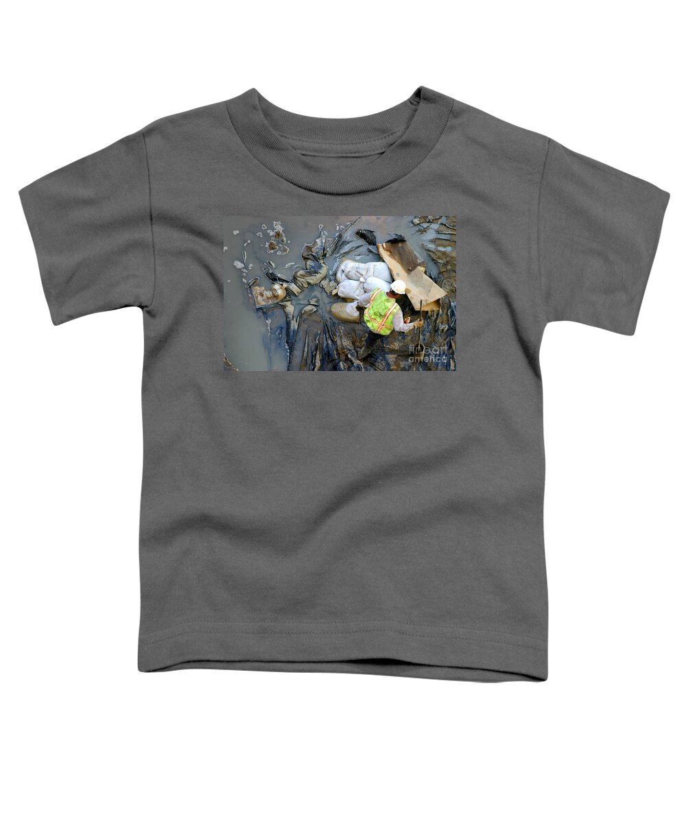 Mud Toddler T-Shirt featuring the photograph Working The Mud by Henrik Lehnerer