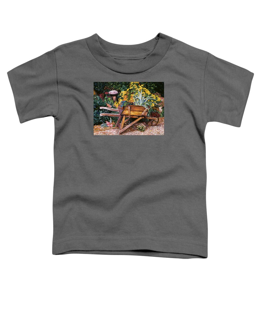 Gardens Toddler T-Shirt featuring the painting A Gardener's Helper by David Lloyd Glover