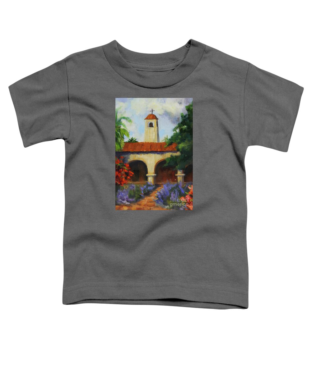 San Juan Capistrano Toddler T-Shirt featuring the painting Mission San Juan Capistrano by Maria Hunt