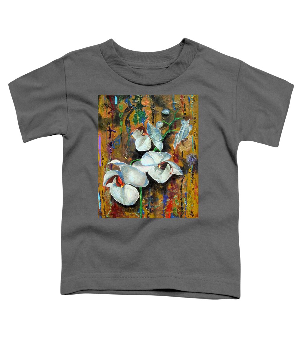 Flowers Toddler T-Shirt featuring the painting Orchid YO by Laura Pierre-Louis